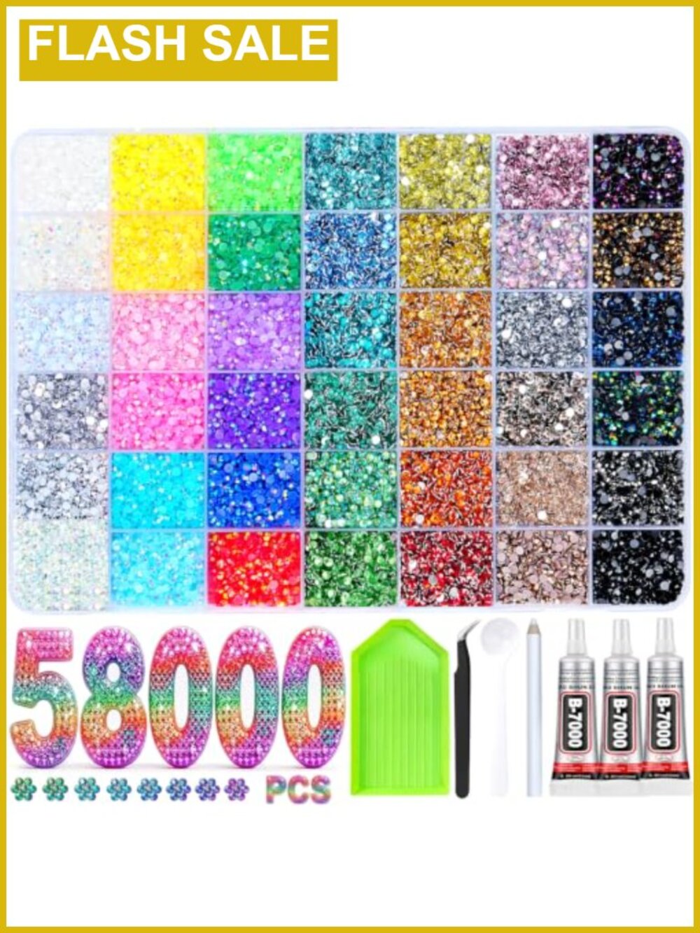 Resin Jelly Rhinestones 3mm 42 Colors 58000Pcs with B7000 Glue Kit